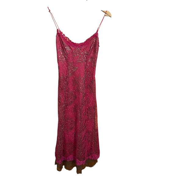 HOT ! Vintage Betsey Johnson Pink Feminine Dainty Metallic Lace Tulle Slip Dress Sz 2 Dresses HOT ! Vintage Betsey Johnson Pink Feminine Dainty Metallic Lace Tulle Slip Dress Sz 2 Dresses